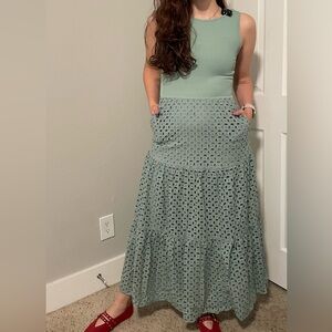 Elegant Green Eyelet dress